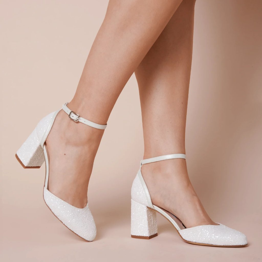 Charlotte Mills Jazzy Pearl Pointed Toe Block Heel Size 8.5